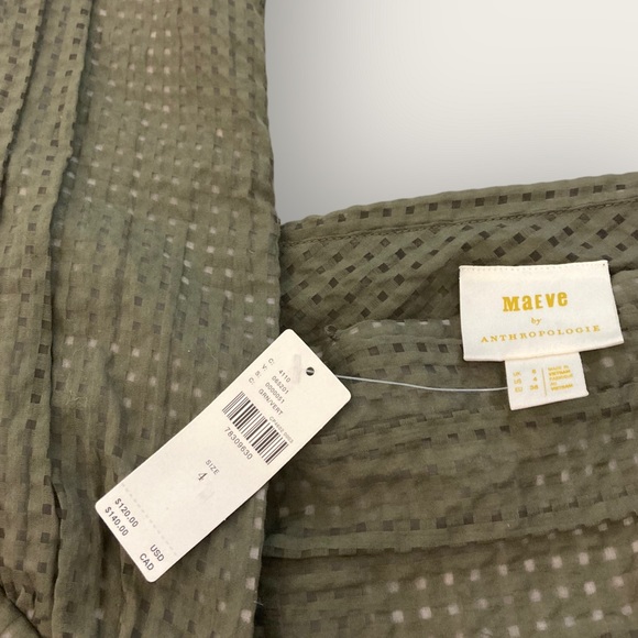 NWT Maeve by Anthropology Green Blouse - Picture 7 of 12